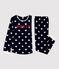 Unisex Heart Print Fleece Pyjamas SMOKING blue/MARSHMALLOW white